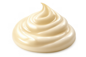Mayonnaise swirling dollop with creamy texture, condiment for food on a transparent background