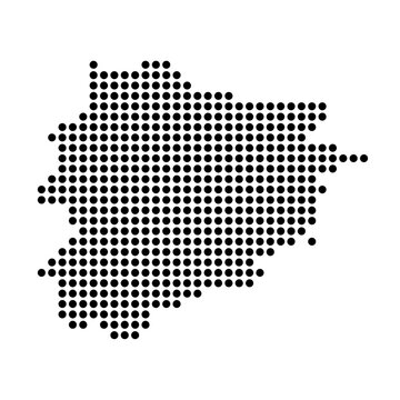Andorra country dotted map. Black spot pixel illustration isolated on white background. Vector circle mosaic.