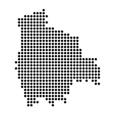 Bolivia country dotted map. Black spot pixel illustration isolated on white background. Vector circle mosaic.