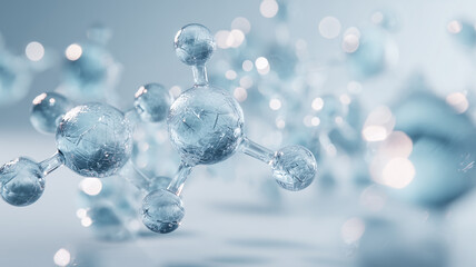 A transparent molecular structure illustration representing scientific research, chemistry innovation and medical technology development.
