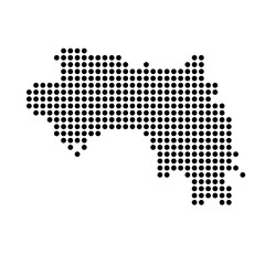 Guinea country dotted map. Black spot pixel illustration isolated on white background. Vector circle mosaic.
