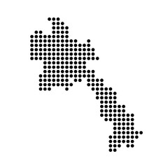 Obraz premium Laos country dotted map. Black spot pixel illustration isolated on white background. Vector circle mosaic.