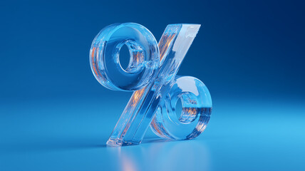 A three dimensional percentage symbol representing interest rates finance calculation and economic metrics concept.
