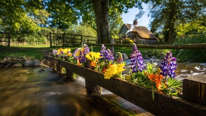 Fototapeta premium Idyllic Cottage Garden Scene