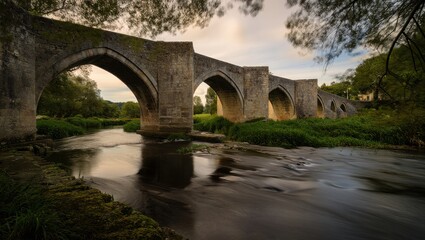 Fototapeta premium Ancient Stone Bridge Over River