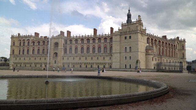 A picturesque view of the Saint Germain Castle the most important landmark of the town Germain en Laye, Paris, France.