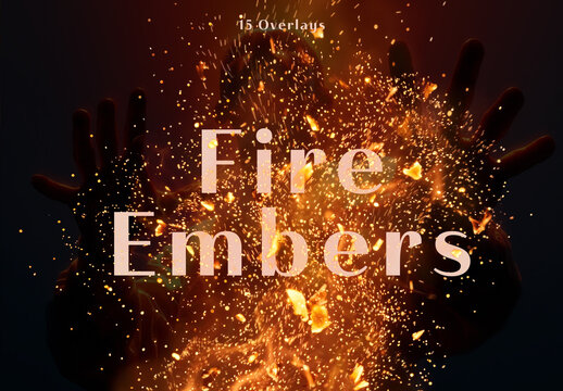 15 Ember Fire Sparks Overlay Isolated On Black Background