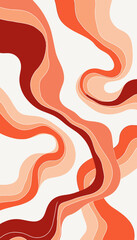 Abstract Curvilinear Art with Flowing Waves of Red and Orange Tones Creating a Dynamic and Vibrant Visual Experience