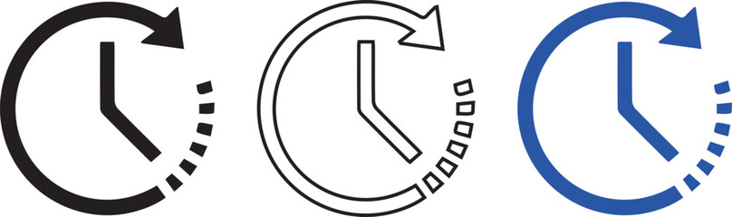 Set of clock icons. Clock, time.