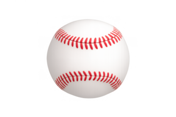 Baseball ball with red stitching for sports and athletic competition on transparent background