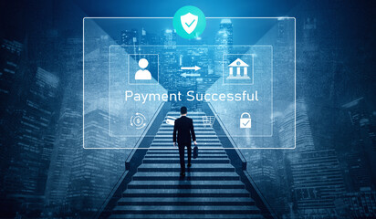 Successful transaction message showing secure payment. Payment confirmed, secured, payment processed, and payment completed with trust and transaction integrity. Vouch