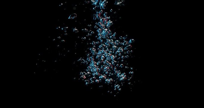 Captivating and mesmerizing footage showcasing vibrant air bubbles gracefully rising in water, making it an exceptional choice for motion graphics and various creative effects in visual storytelling