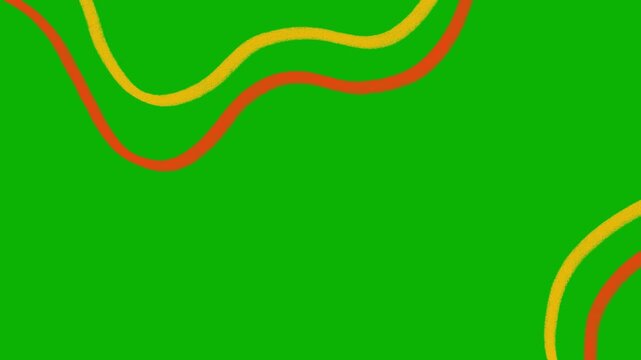 Hand drawn memphis scribble pattern frame green screen. Retro 90s aesthetic doodle animation chroma key, stars and zigzags background for fun videos.