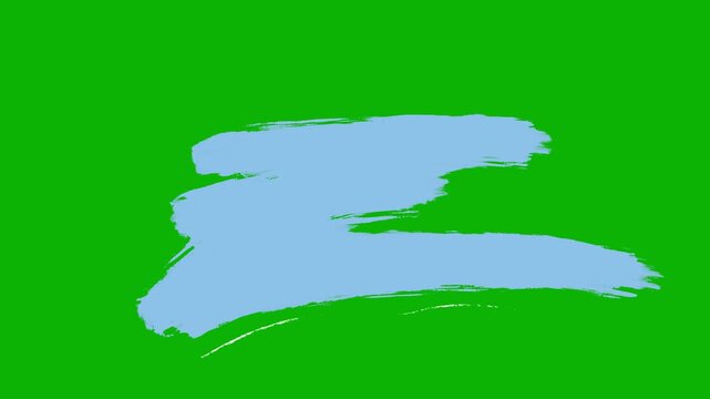 Hand drawn colorful brush stroke animation green screen. Grunge scribble paint highlight, rough textured marker swipe chroma key for video text background.