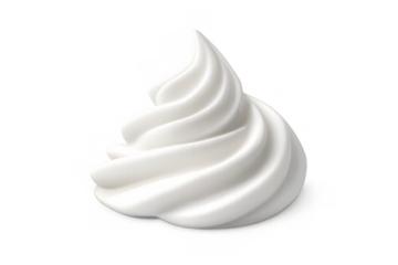 Whipped cream swirl topping or soft serve frozen yogurt peak on transparent background 3d rendering