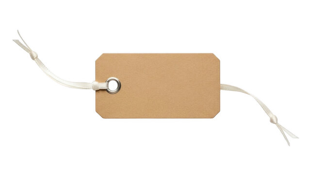Brown paper tag with string isolated on transparent background