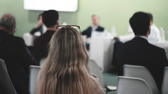 Business woman at business conference or presentation in conference room - Powered by Adobe