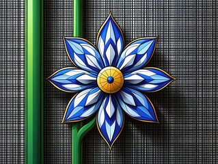 Geometric Blue Flower Illustration