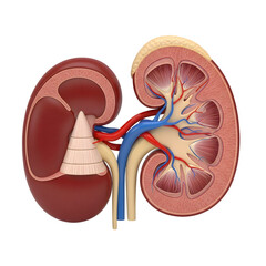 Human Kidney Anatomy with Blood Vessels and Ureter