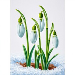 Snowdrop Flowers in Winter