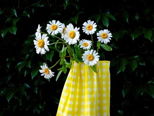 Daisy Bouquet in Yellow Gingham