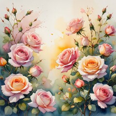 Watercolor Rose Garden