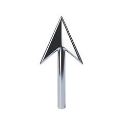 Sleek metallic arrow pointing upwards, symbolizing direction, progress, and achievement in business.