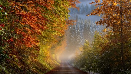 Autumn Road Scene