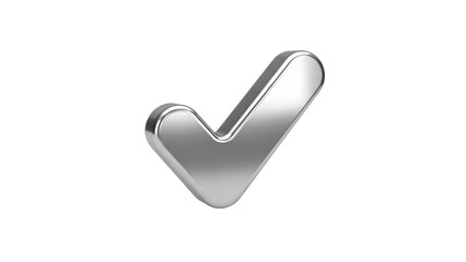 Shiny Silver Checkmark on White Background