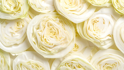 Fresh white cabbage slices background texture pattern