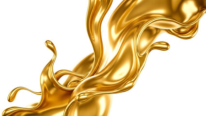 Golden Liquid Splash on White Background