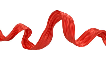 Red Hair Ribbon on White Background