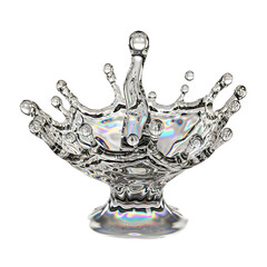 Water Crown Splash on Crystal Glass Isolated on White