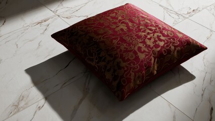 Decorative Pillow on Marble Floor