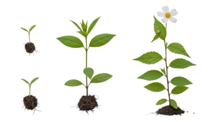Plant Growth Cycle with Clean Background Removal for Botany