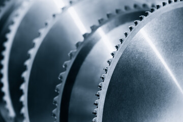 Toofh tip of circular saw blade close-up