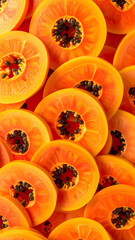 Fresh orange papaya slices background texture pattern