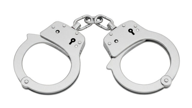 Police handcuffs isolated on transparent background
