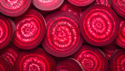 Fresh red beetroot slices background texture pattern