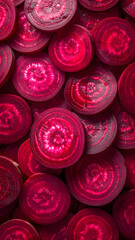 Fresh red beetroot slices background texture pattern