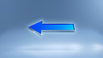 Arrow left symbol with blue color on a clean background