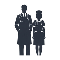 Doctor and nurse standing side by side Isolated On Transparent Background.