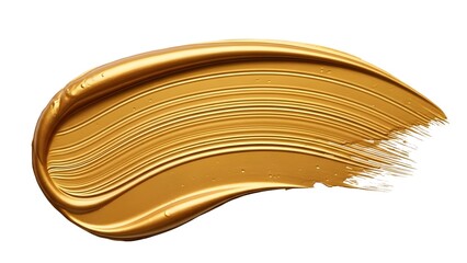 A smear of golden paint on a transparent background