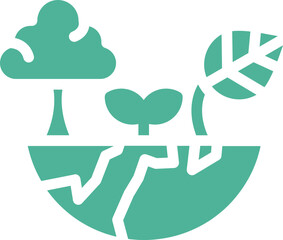 Obraz premium Flat vector illustration of bright green city streetscape with bus stop bikes and lots of trees rounded shapes clean outline clean white Green city skyline and leaves are featured within a rounded.