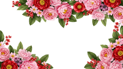 Floral border design isolated on transparent background