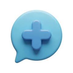 Obraz premium Modern Stylized 3D Icon Combining Speech Bubble and Medical Cross Healthcare Illustration PNG