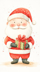Cute Secret Santa Christmas Illustration With Gift