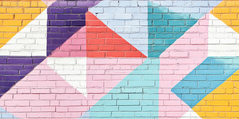 Colorful Geometric Brick Wall Abstract Background