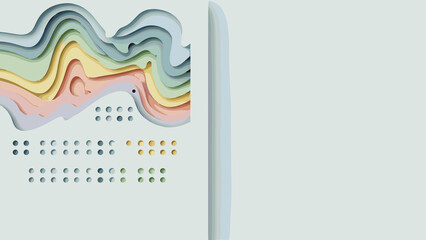 Abstract layered design in pastel colors representing accessibility themes for World Braille Day with copy space