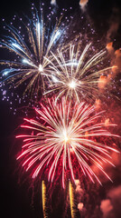 New Year Celebration Fireworks With Sparkles